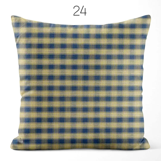 Navy Blue House Check Homespun Cotton Pillow Covers Custom Made pattern 24