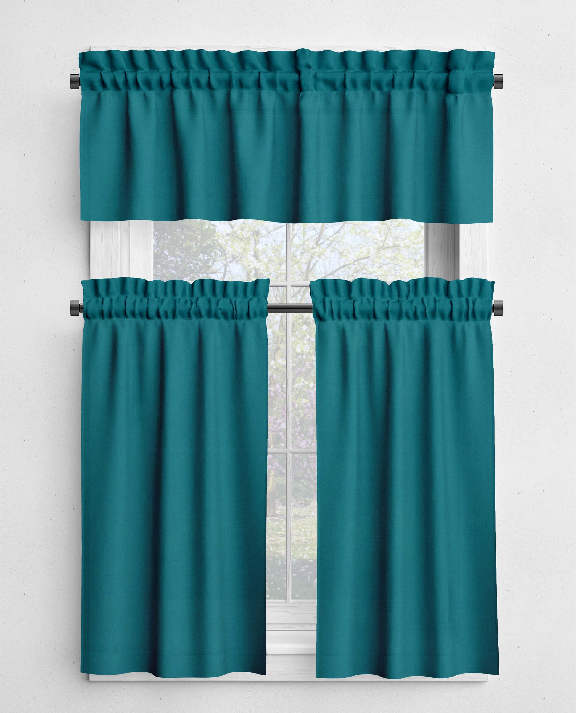 Teal Lagoon Valances and Cafe Curtains Premium USA Cotton - b270