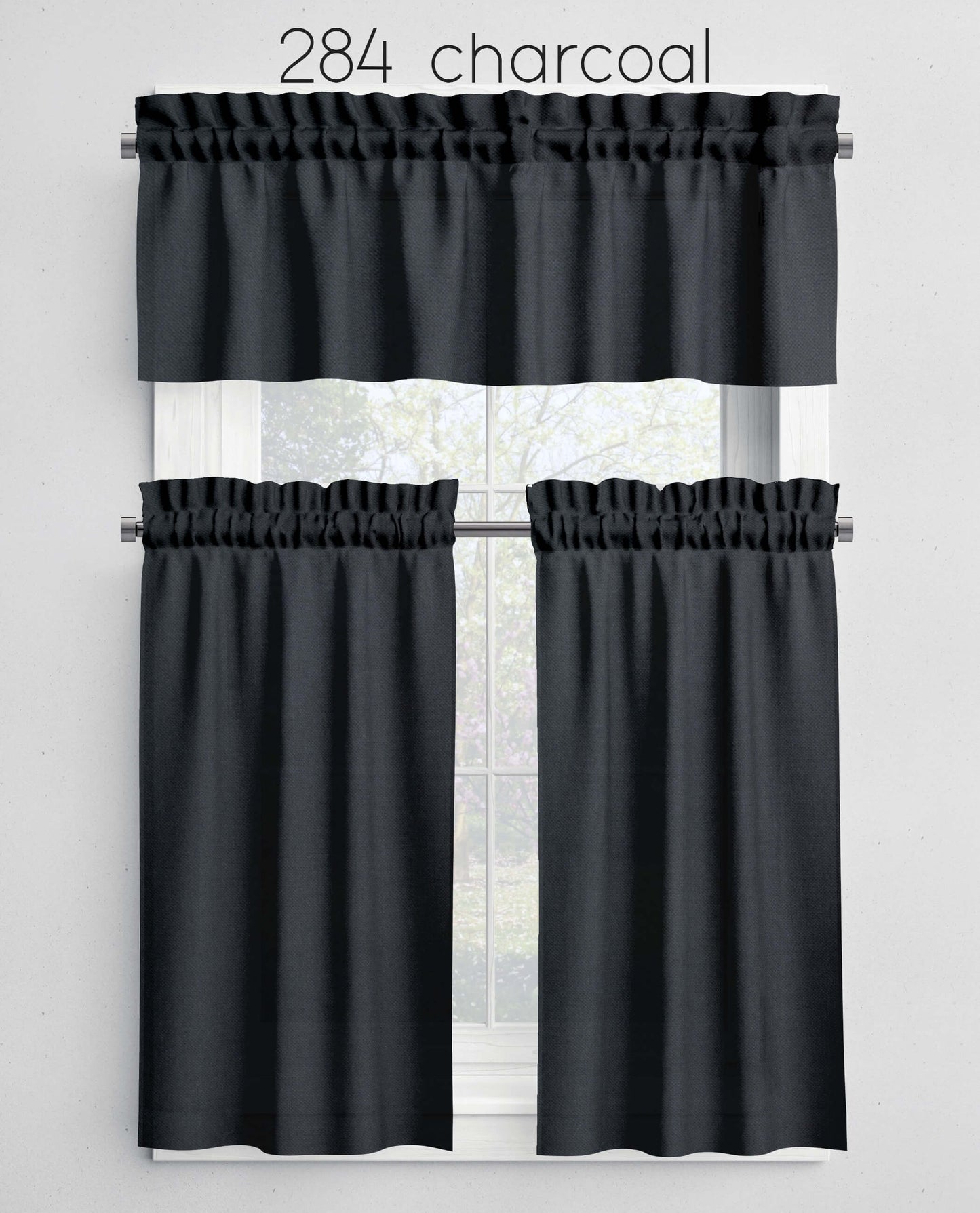 Charcoal Valances Cafe Curtains Custom Made to Order color 284