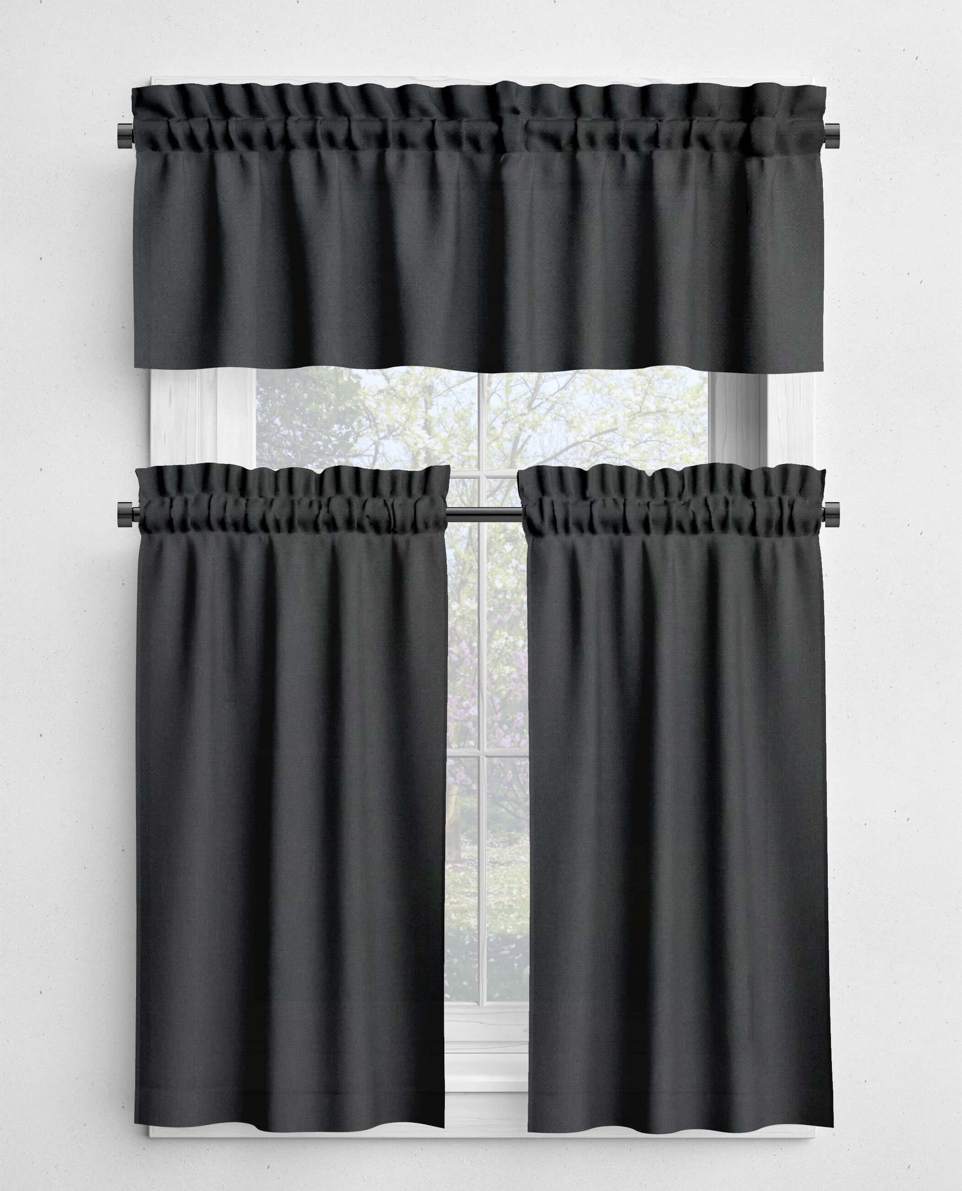 Dark Charcoal Gray Valances and Cafe Curtains | Premium USA Cotton - b284