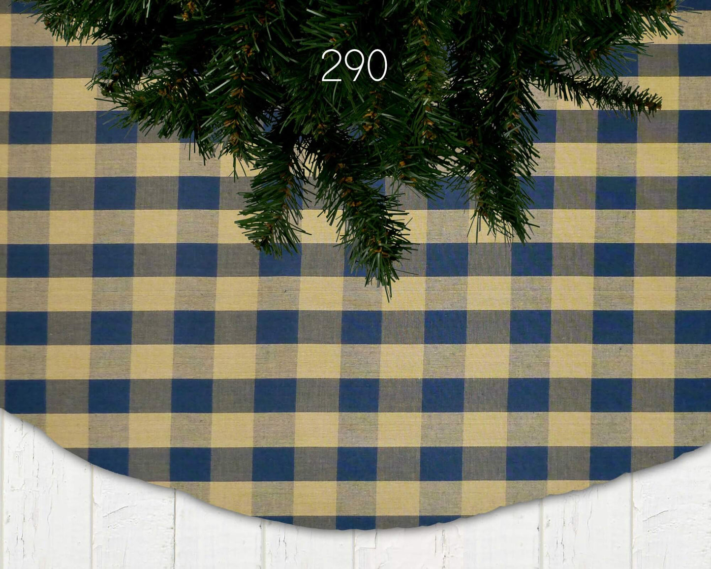 Navy Blue Homespun Plaid and Check Christmas Tree Skirts