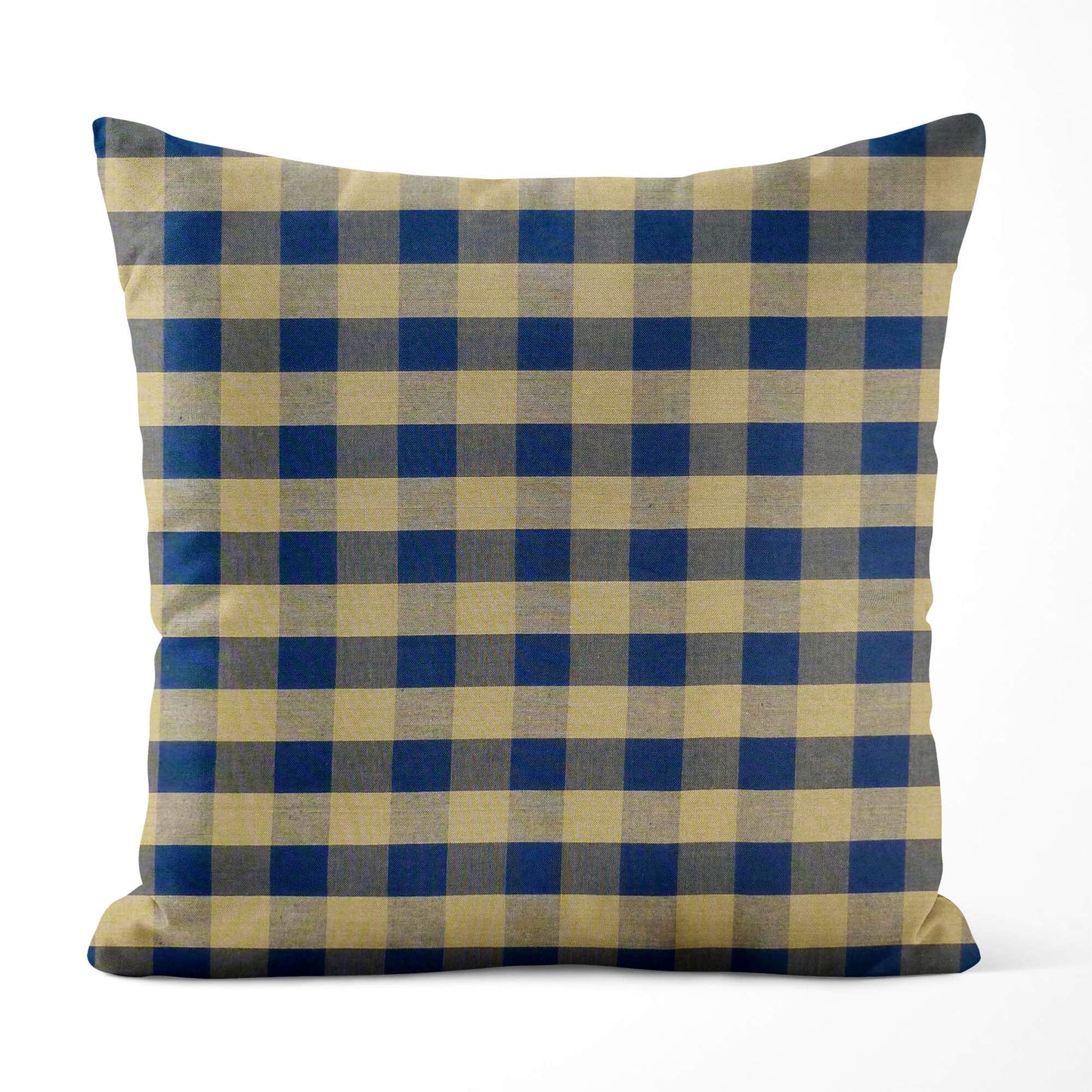 Navy Blue and Tan Buffalo Check Plaid Homespun Pillow Covers