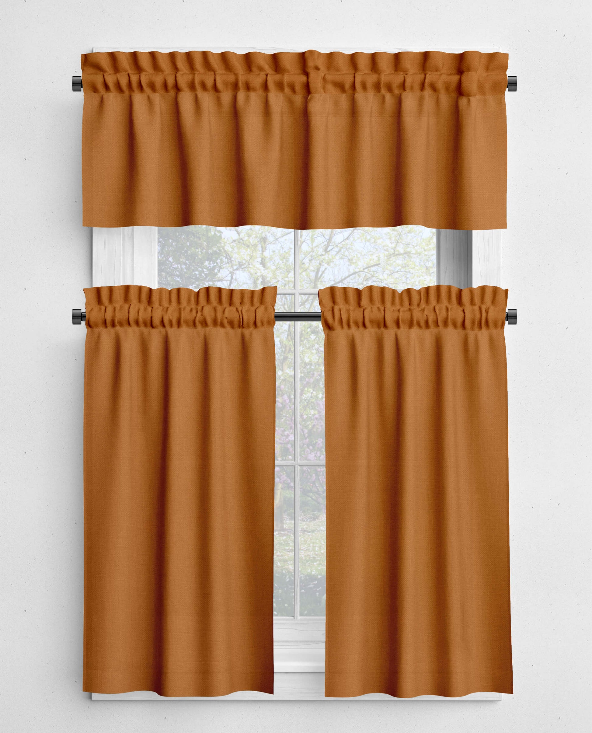 Light Orange Amber Valances and Cafe Curtains Premium USA Cotton - b292