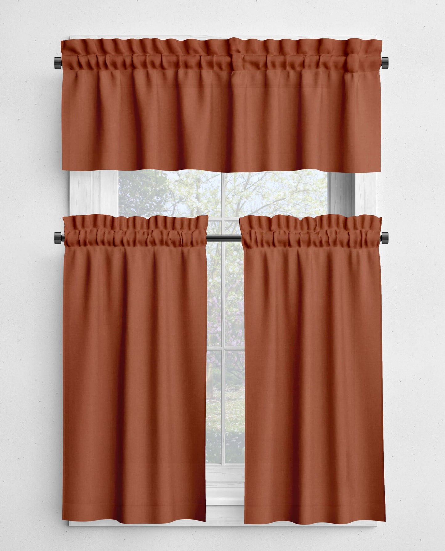 Spice Orange Valances and Cafe Curtains Premium USA Cotton - b293