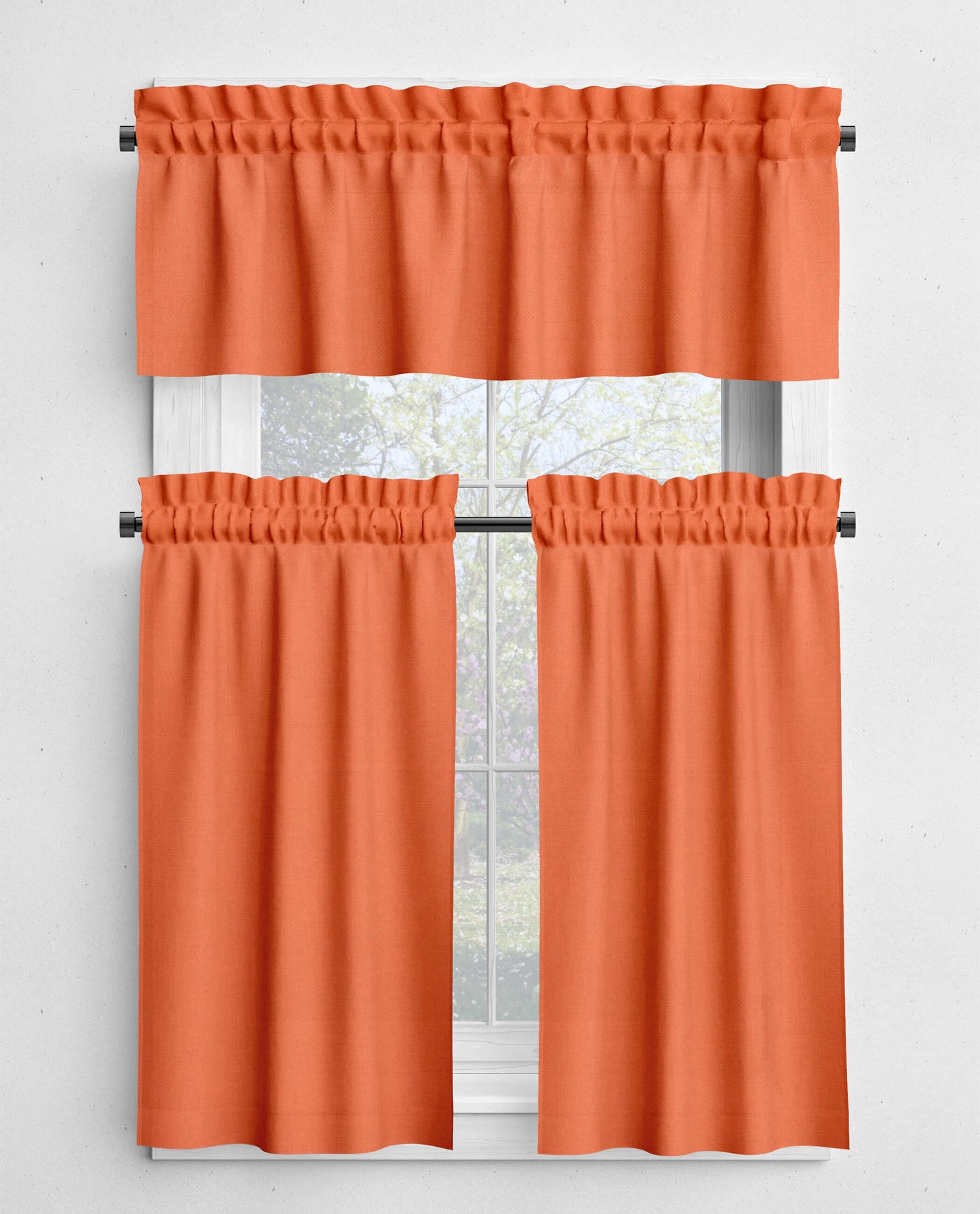 Melon Orange Valances and Cafe Curtains Premium USA Cotton - b295