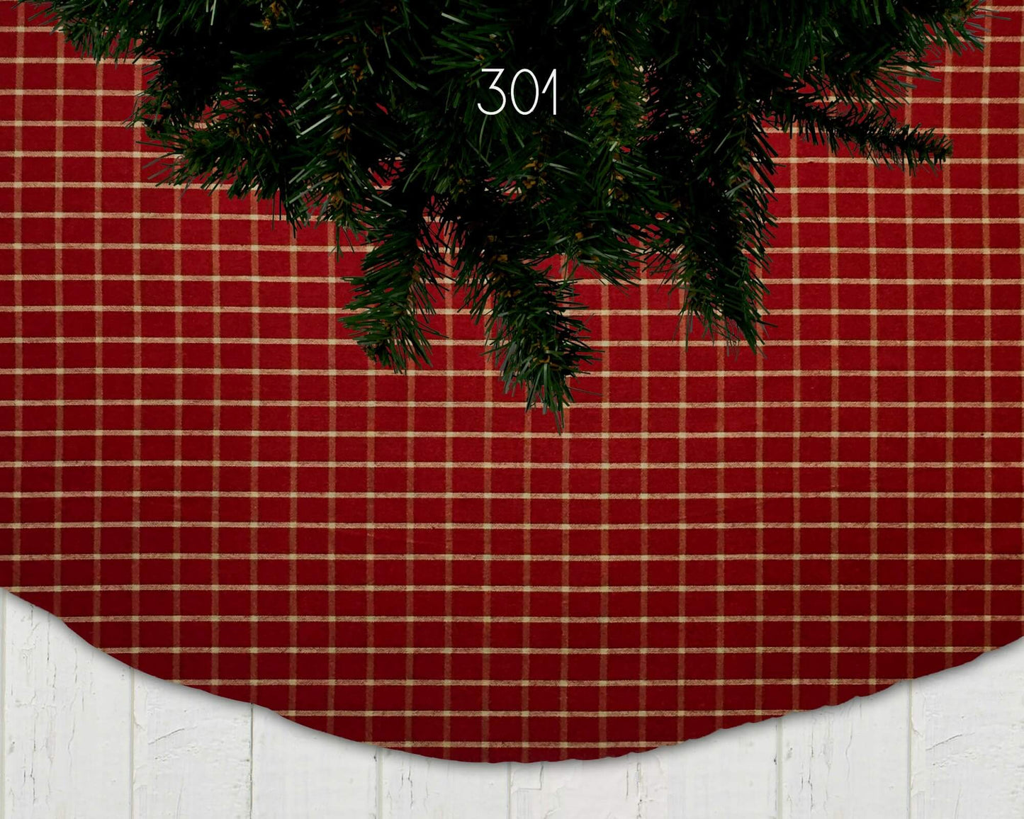 Red Homespun Plaid and Check Christmas Tree Skirts