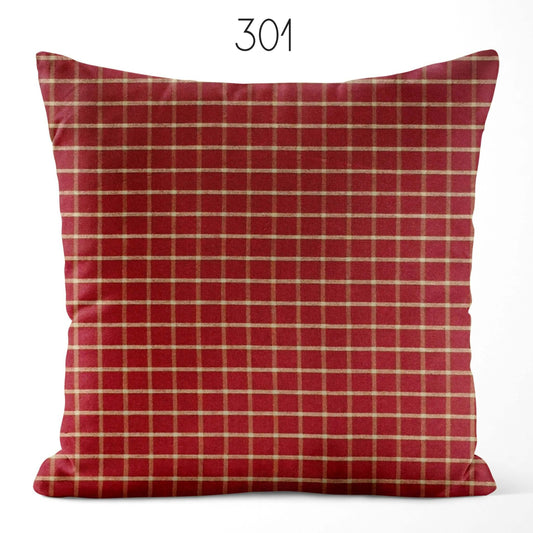 Red Windowpane Plaid Homespun Cotton Pillow Covers Custom Made pattern 301