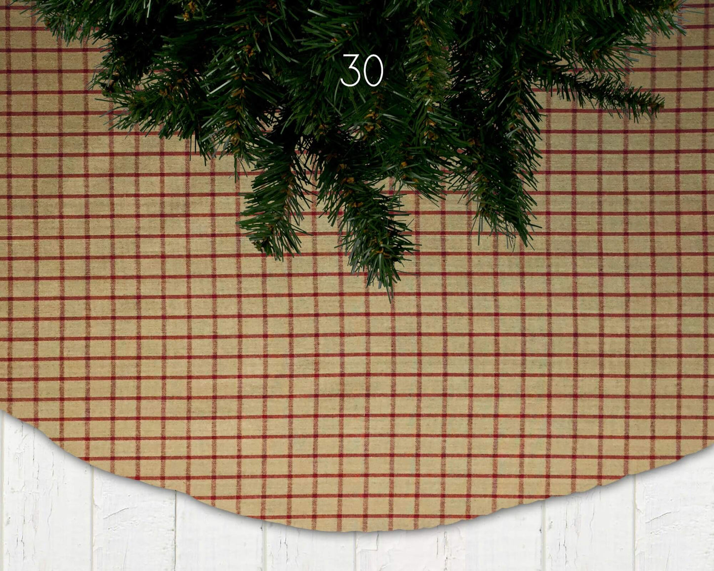 Red Homespun Plaid and Check Christmas Tree Skirts