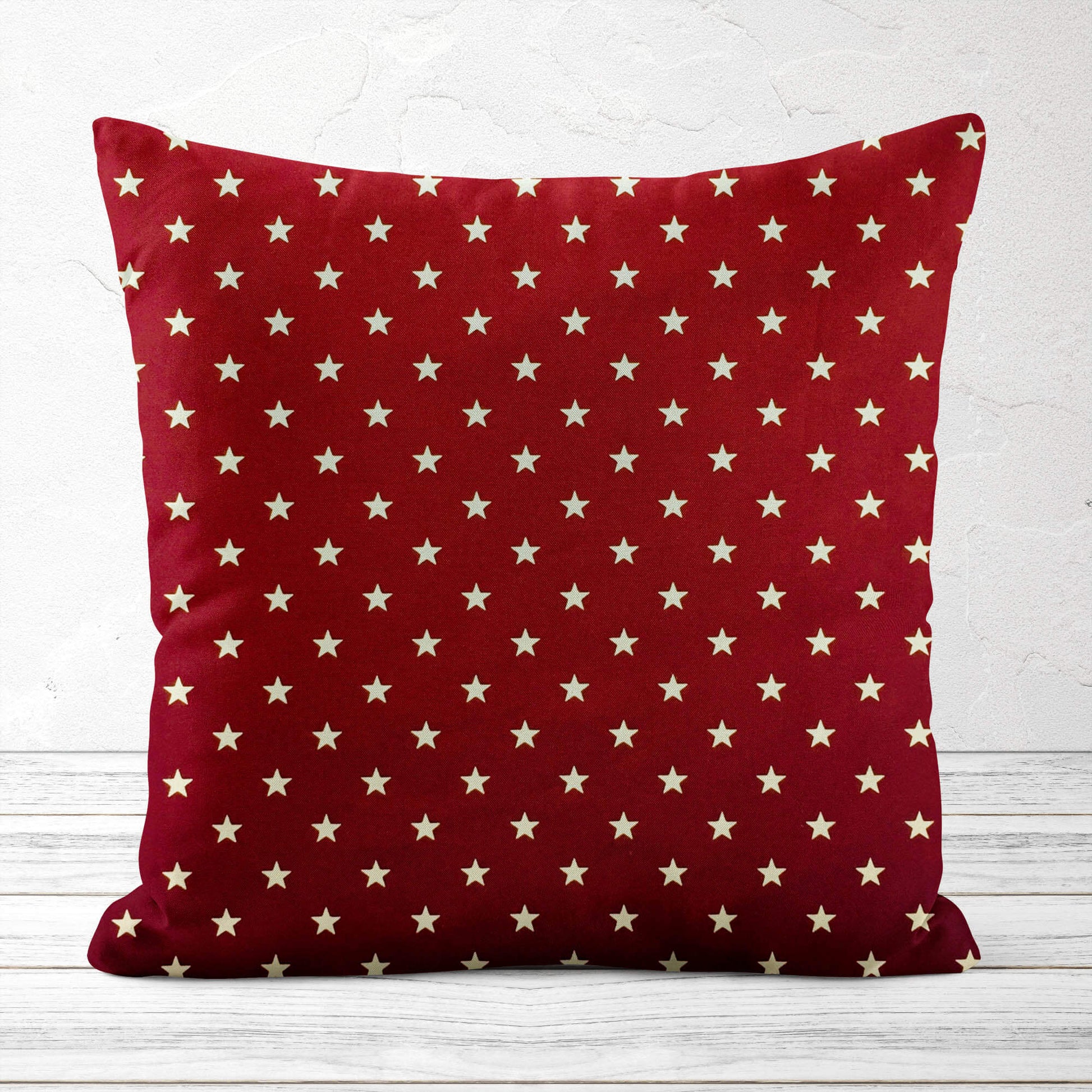 Red with Stars Cotton Throw Pillow Covers and Euro Shams