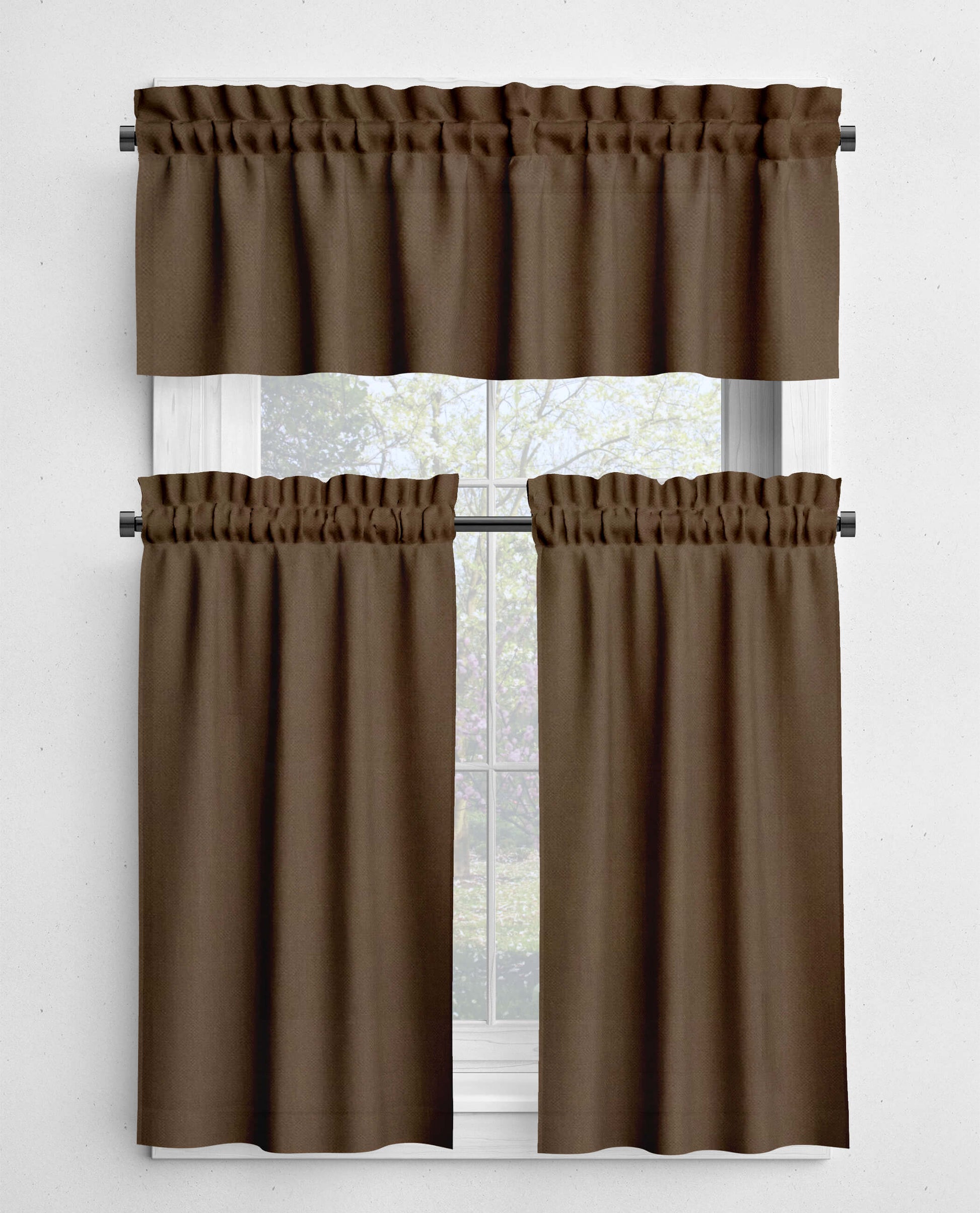 Mocha Brown Valances and Cafe Curtains Premium USA Cotton - b314