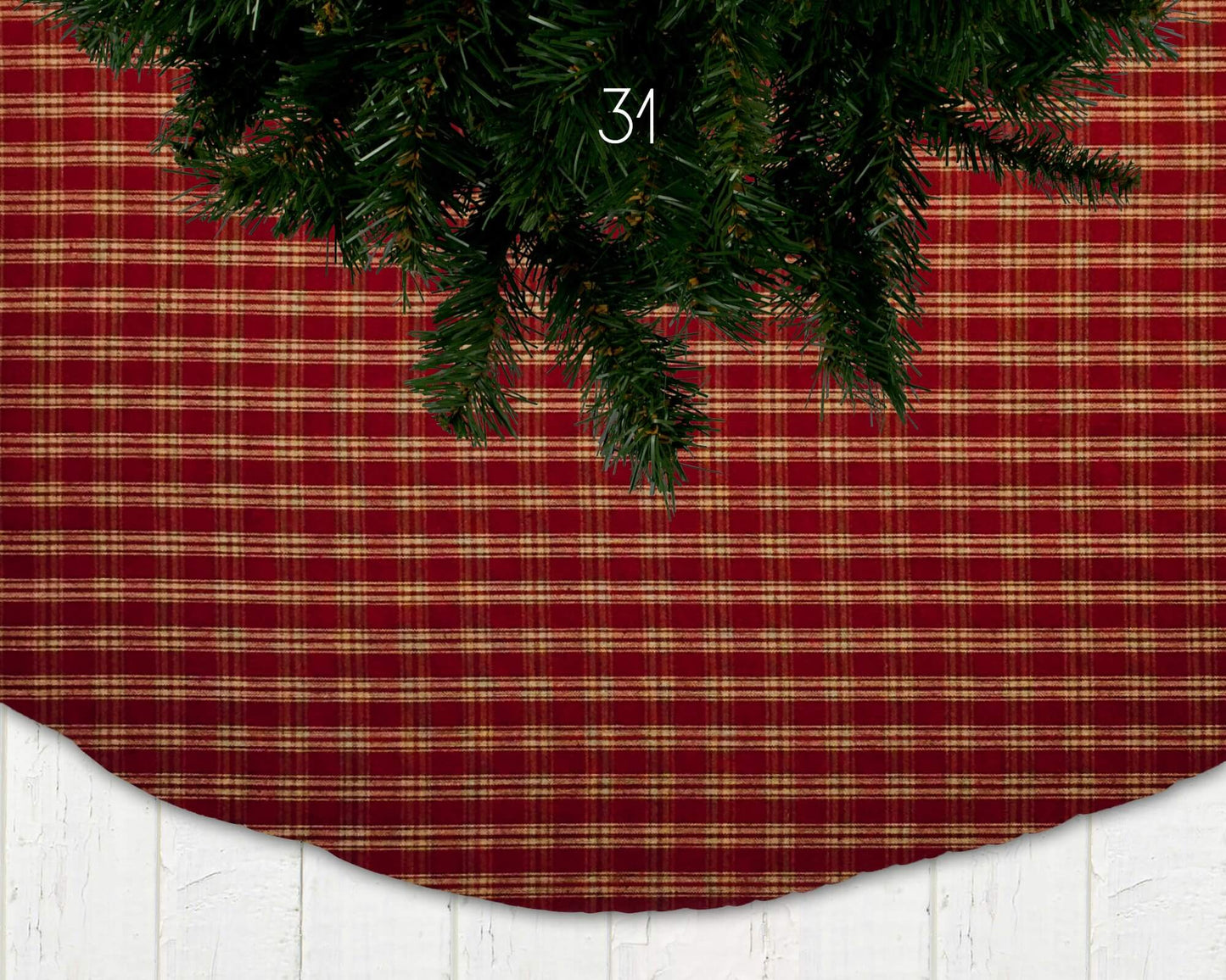 Red Homespun Plaid and Check Christmas Tree Skirts