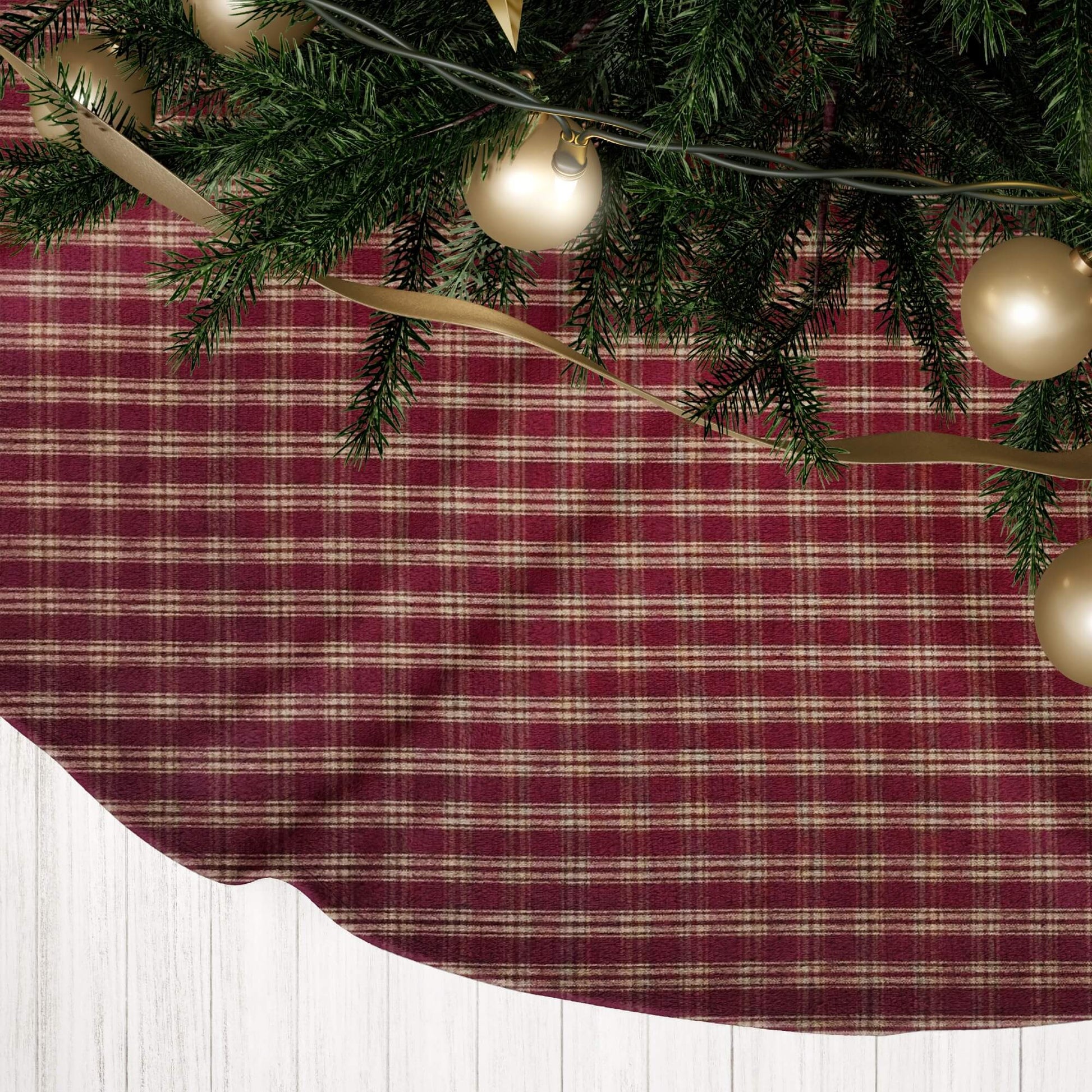 Red and Tan Catawba Plaid Homespun Holiday Christmas Tree Skirts