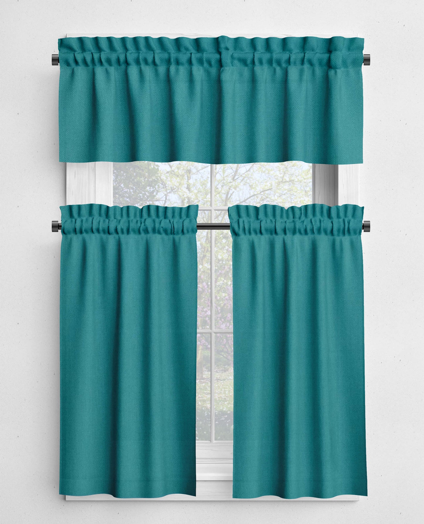 Scuba Turquoise Valances and Cafe Curtains Premium USA Cotton - b325