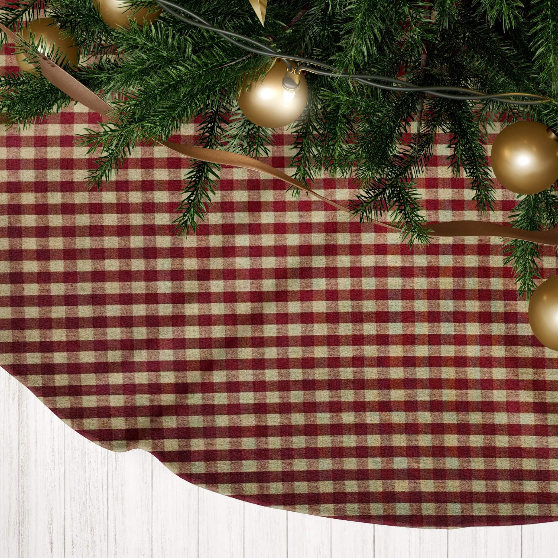 Red and Tan Check Homespun Country Christmas Tree Skirts