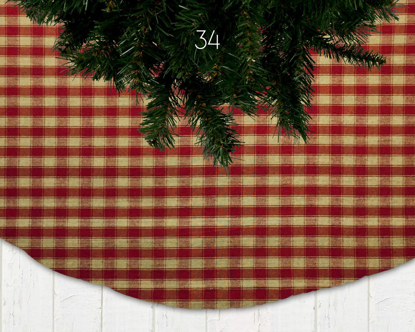 Red Homespun Plaid and Check Christmas Tree Skirts