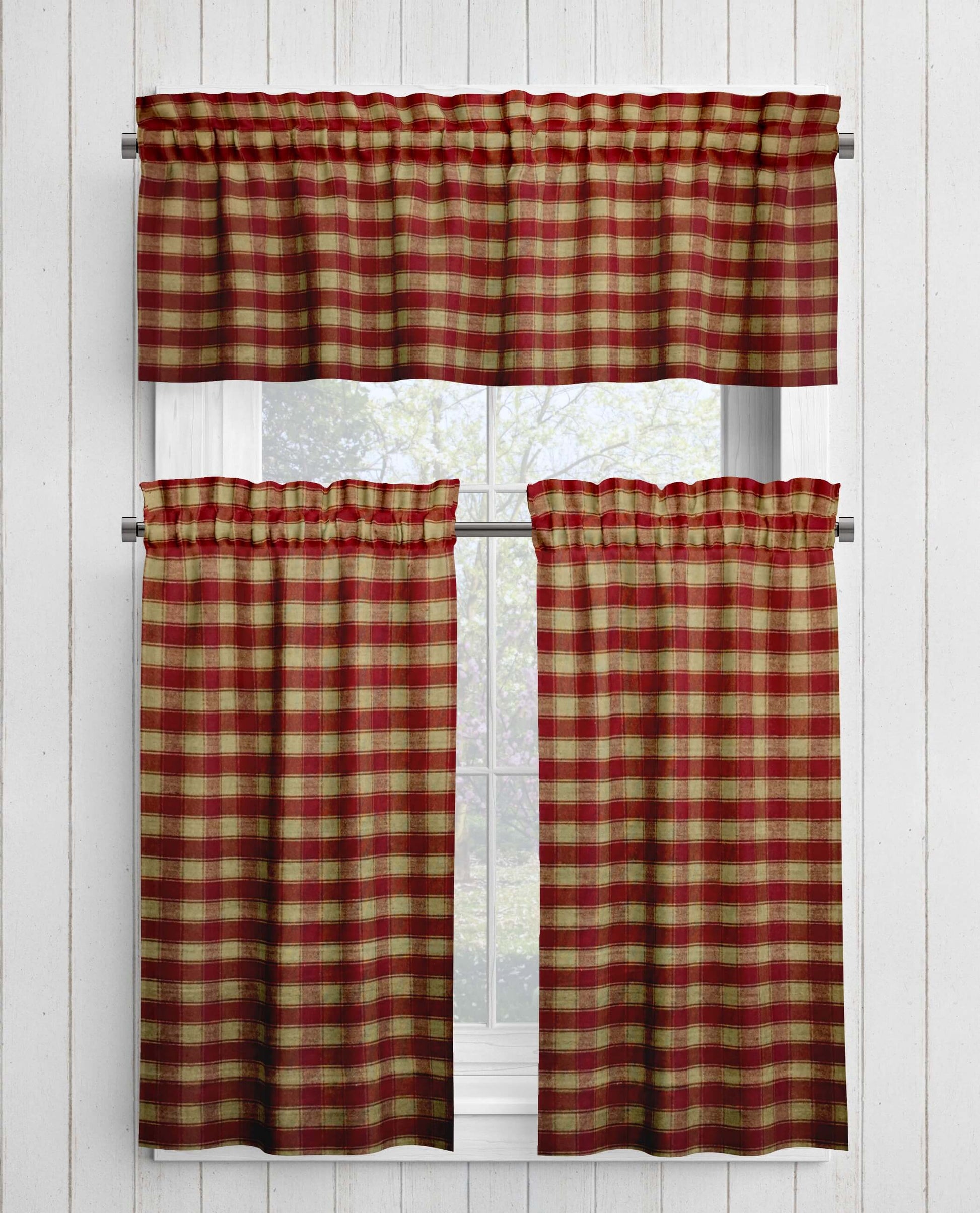 Red House Check Homespun Plaid Valances Cafe Curtains pattern 34