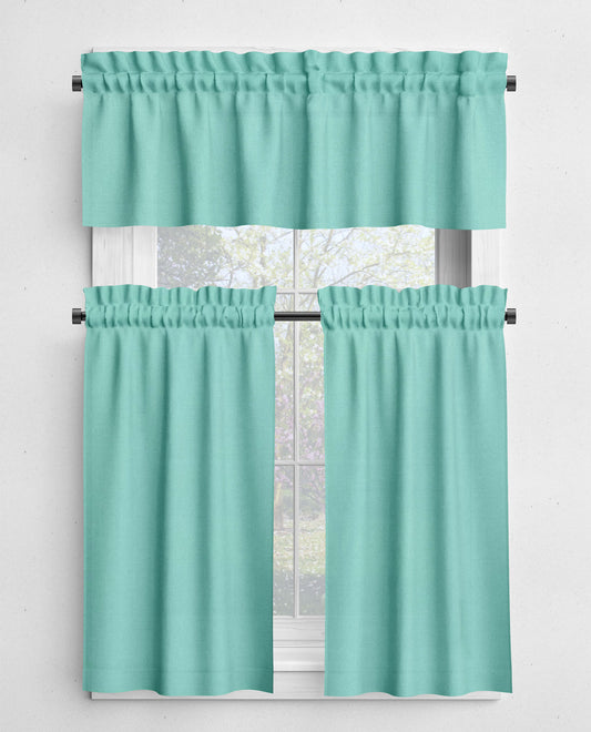 Aqua Valances and Cafe Curtains Premium USA Cotton - b34