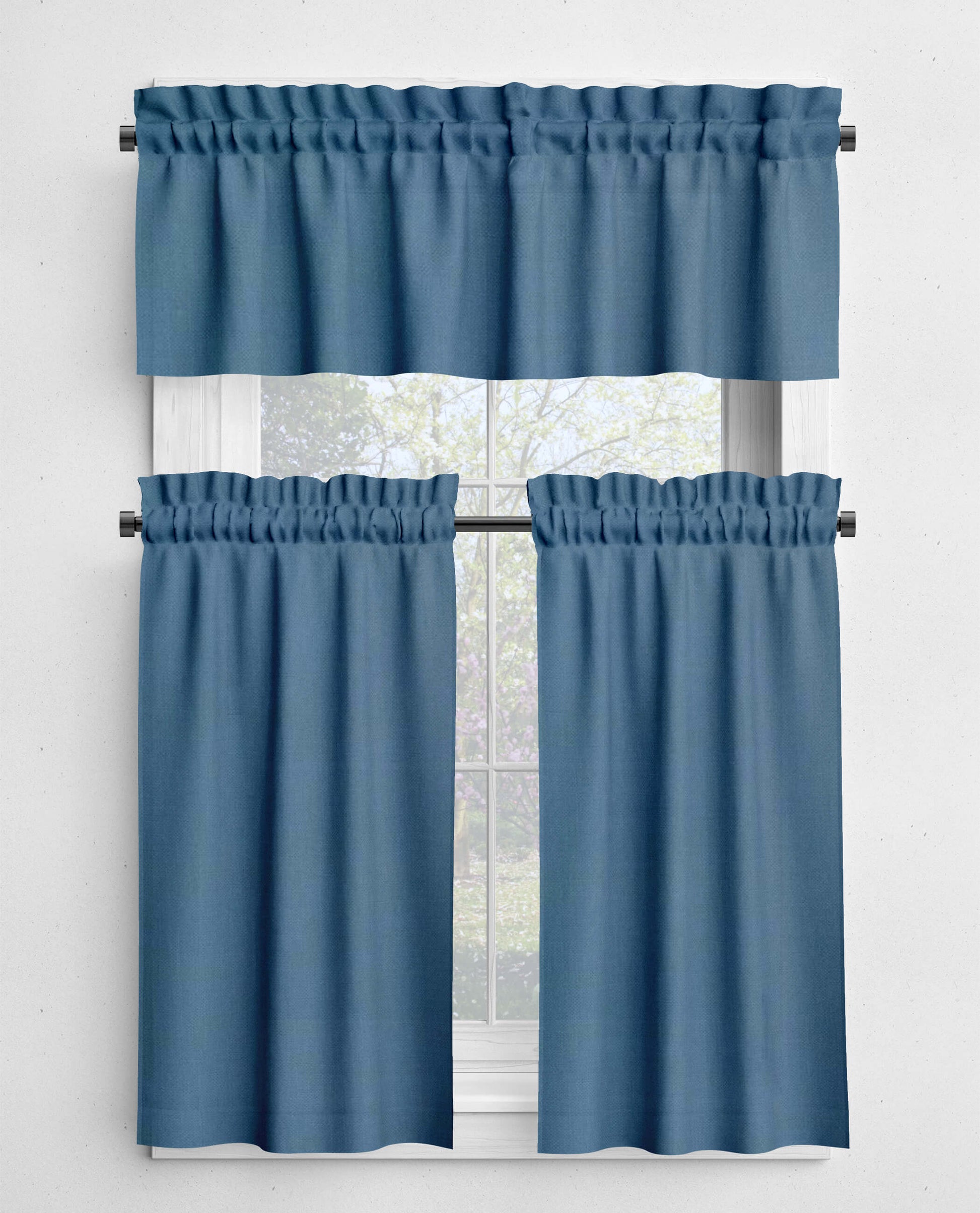 Lake Blue Valances and Cafe Curtains Premium USA Cotton - b377