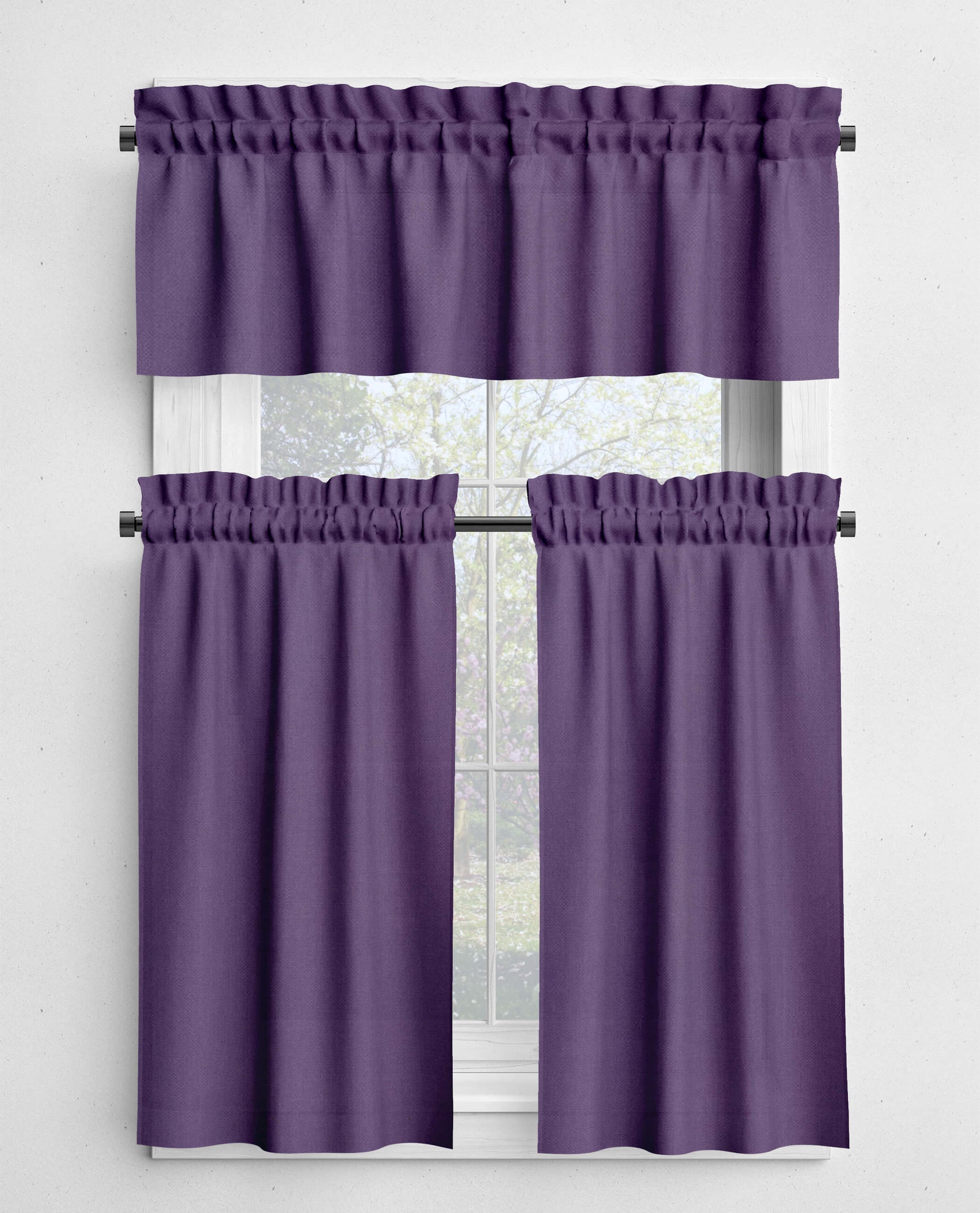 Concord Purple Valances and Cafe Curtains Premium USA Cotton - b381