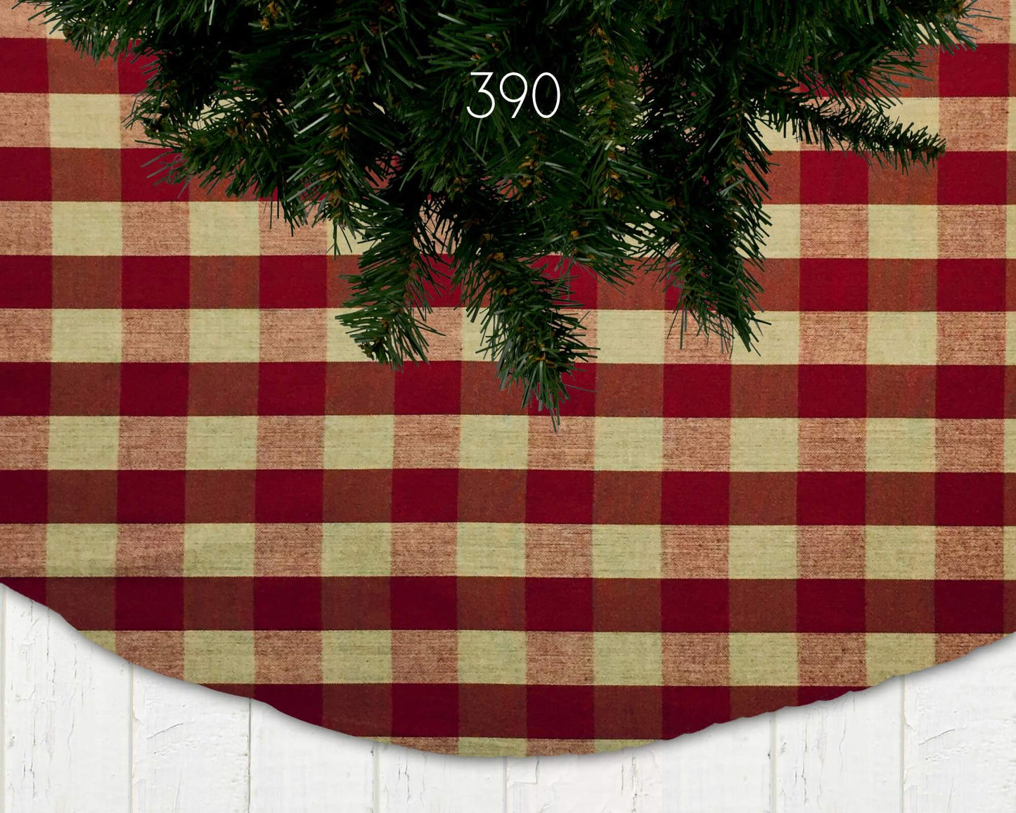 Red Homespun Plaid and Check Christmas Tree Skirts