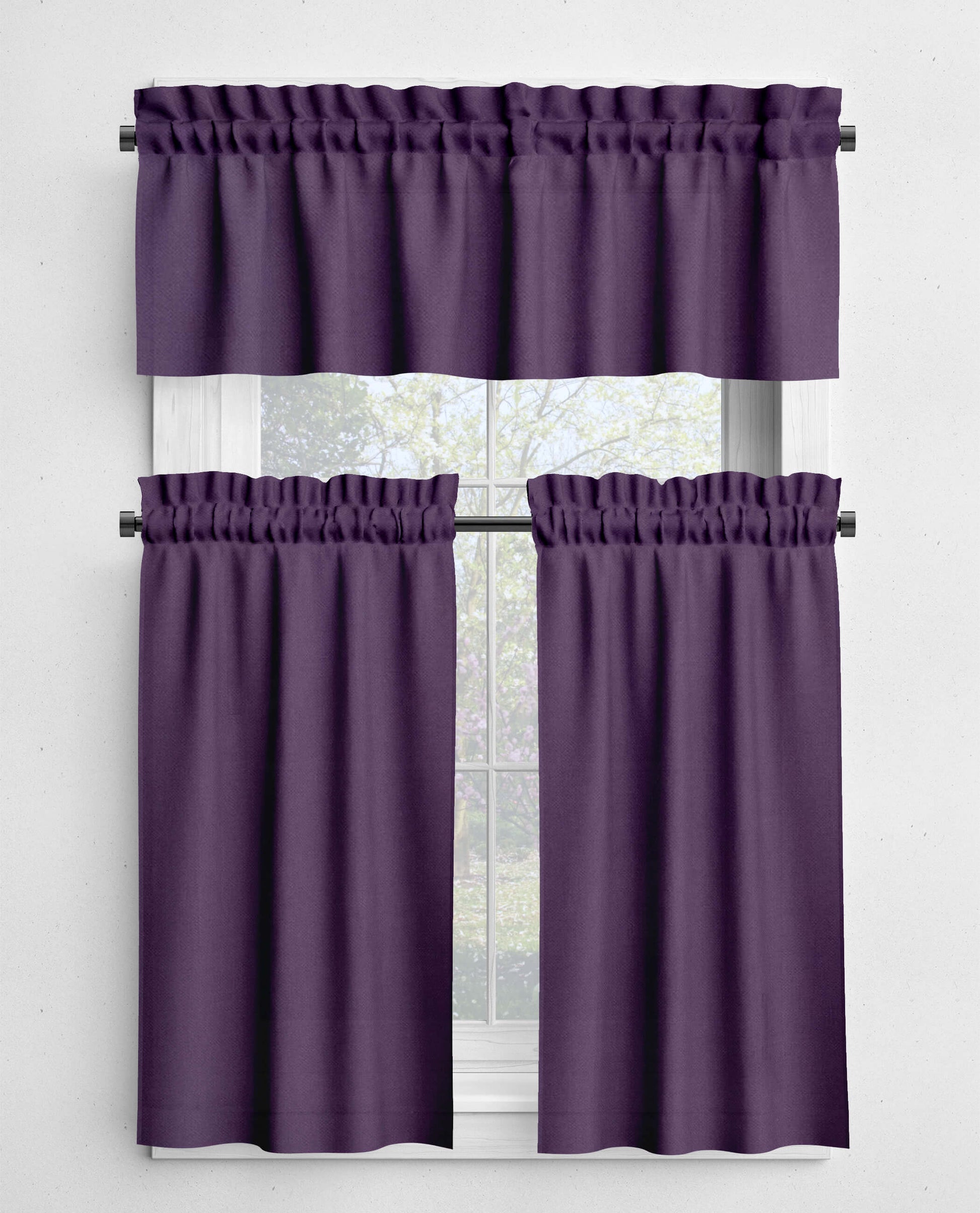 Purple Amethyst Valances and Cafe Curtains Premium USA Cotton - b390