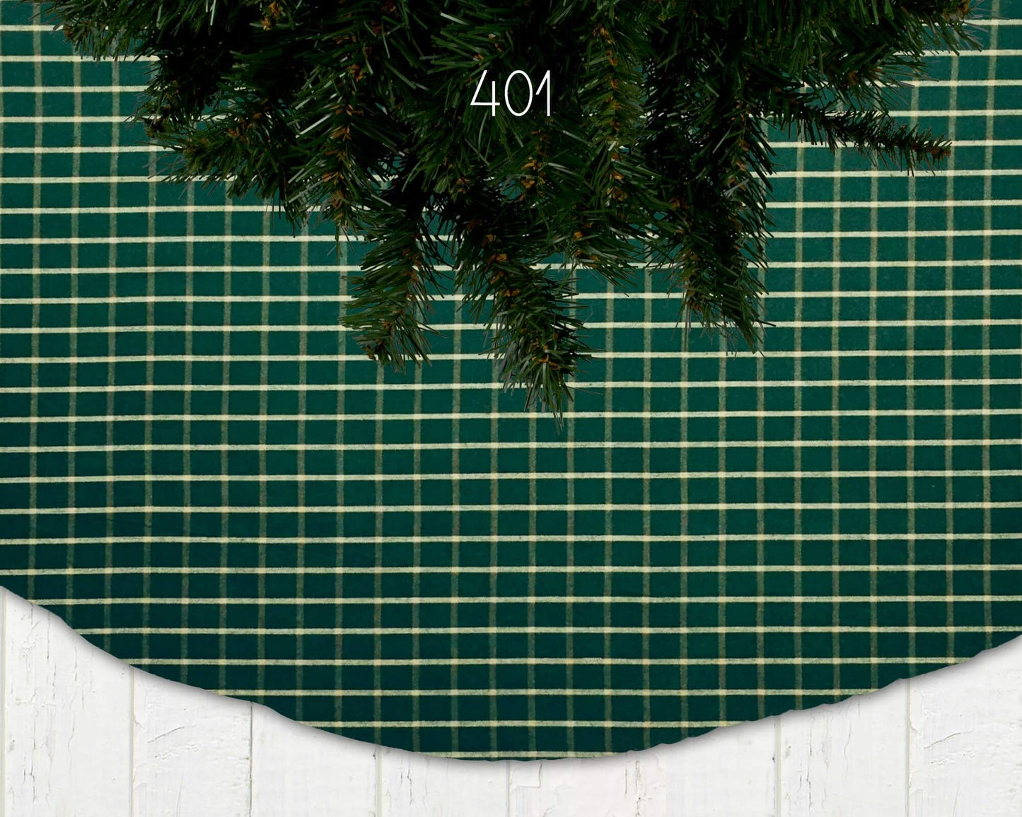 Green Homespun Plaid and Check Christmas Tree Skirts