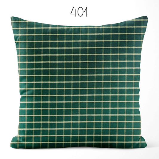 Green Windowpane Plaid Homespun Cotton Pillow Covers Custom Made pattern 401