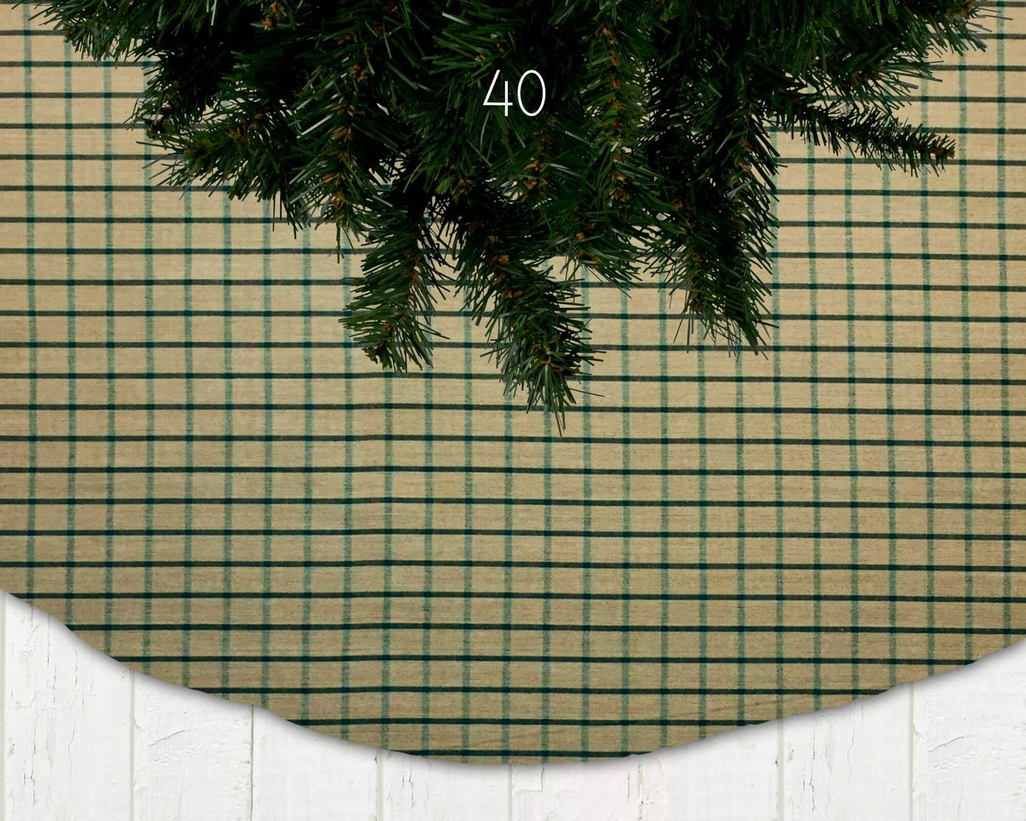 Green Homespun Plaid and Check Christmas Tree Skirts