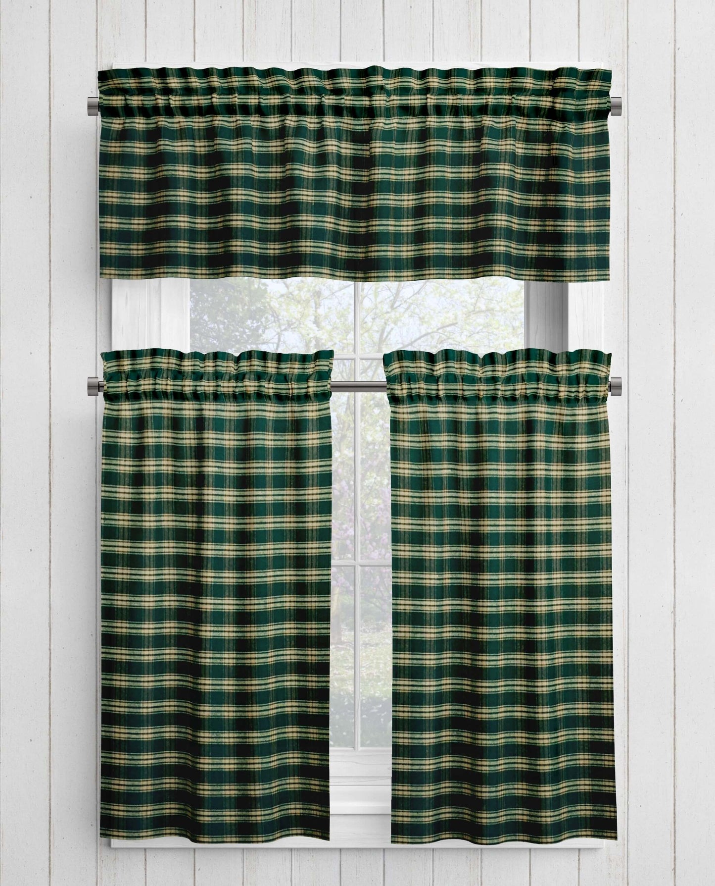 Green Catawba Homespun Plaid Valances Cafe Curtains pattern 41