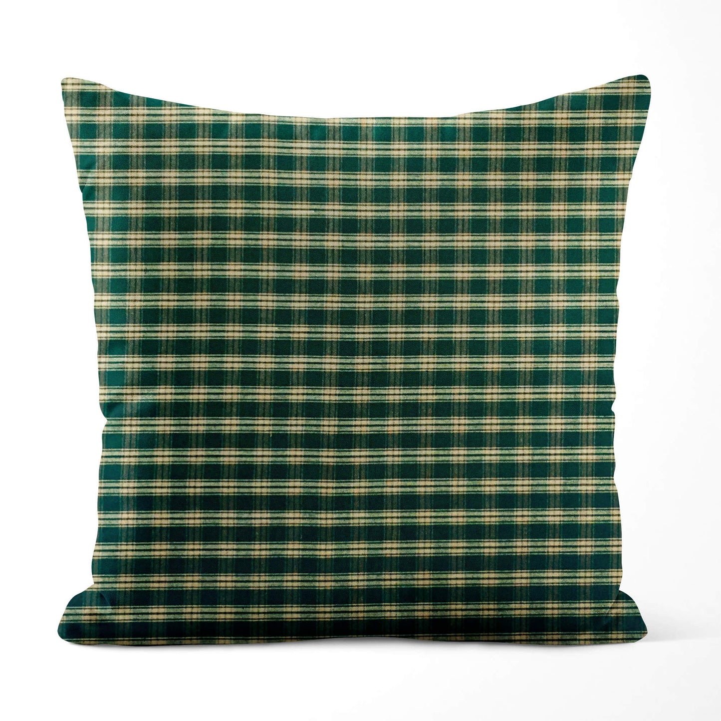 Green and Tan Catawba Plaid Homespun Throw Pillow Covers