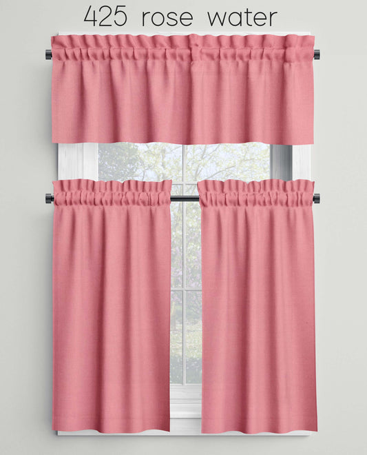 Rose Water Pink Valances Cafe Curtains Custom Made to Order color 425