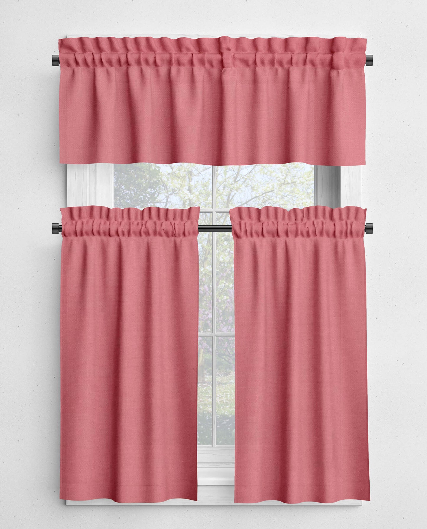 Rose Water Pink Valances and Cafe Curtains Premium USA Cotton - b425