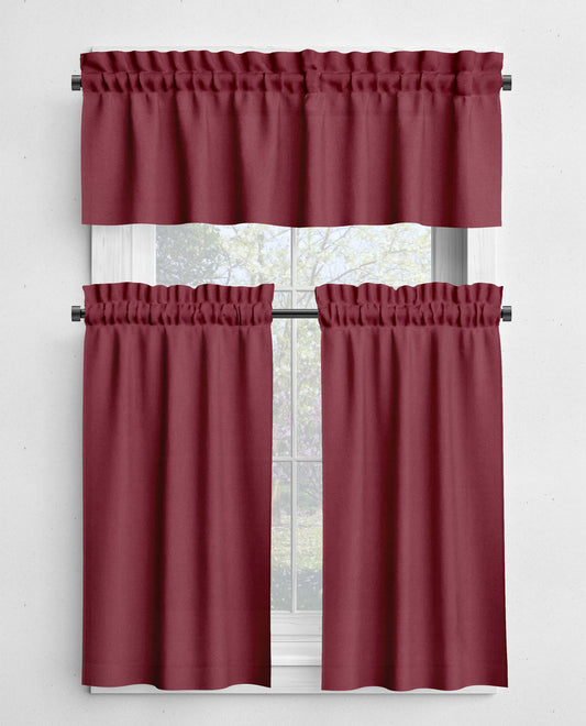 Rhubarb Light Red Valances and Cafe Curtains Premium USA Cotton - b426