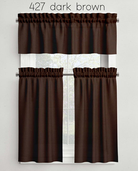 Dark Brown Valances Cafe Curtains Custom Made to Order color 427