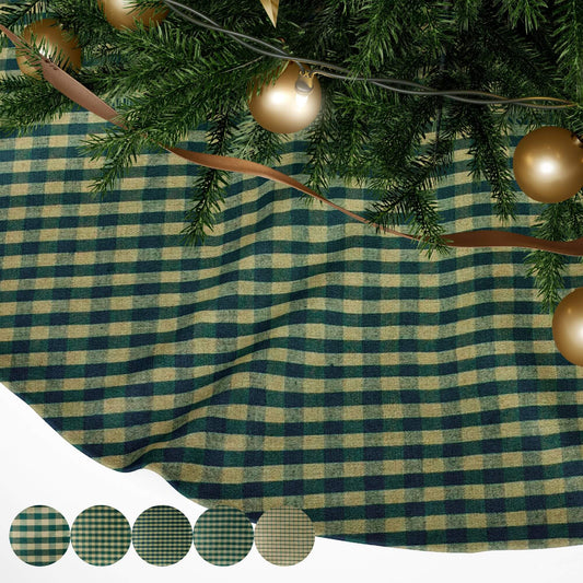 Green Homespun Plaid and Check Christmas Tree Skirts