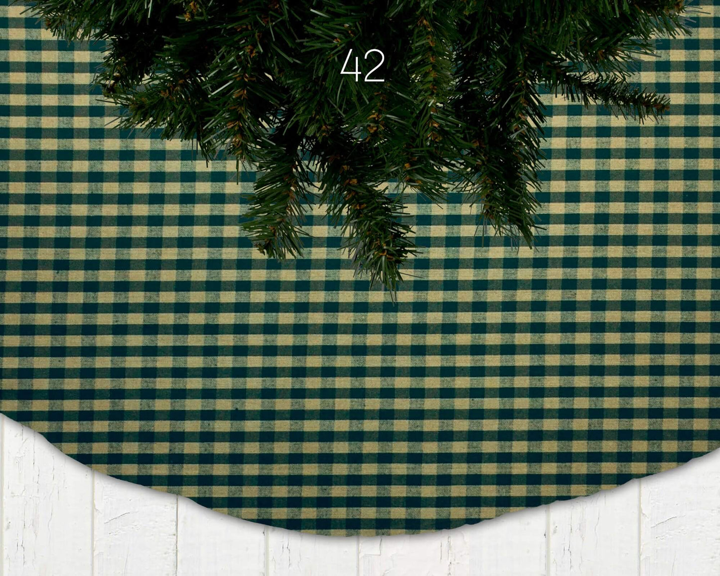 Green Homespun Plaid and Check Christmas Tree Skirts