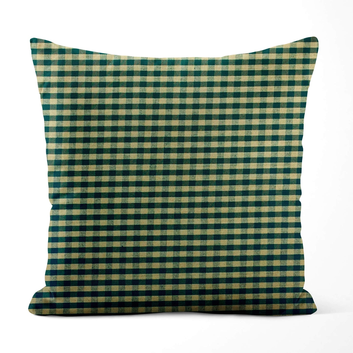 Green and Tan Check Homespun Throw Pillow Covers