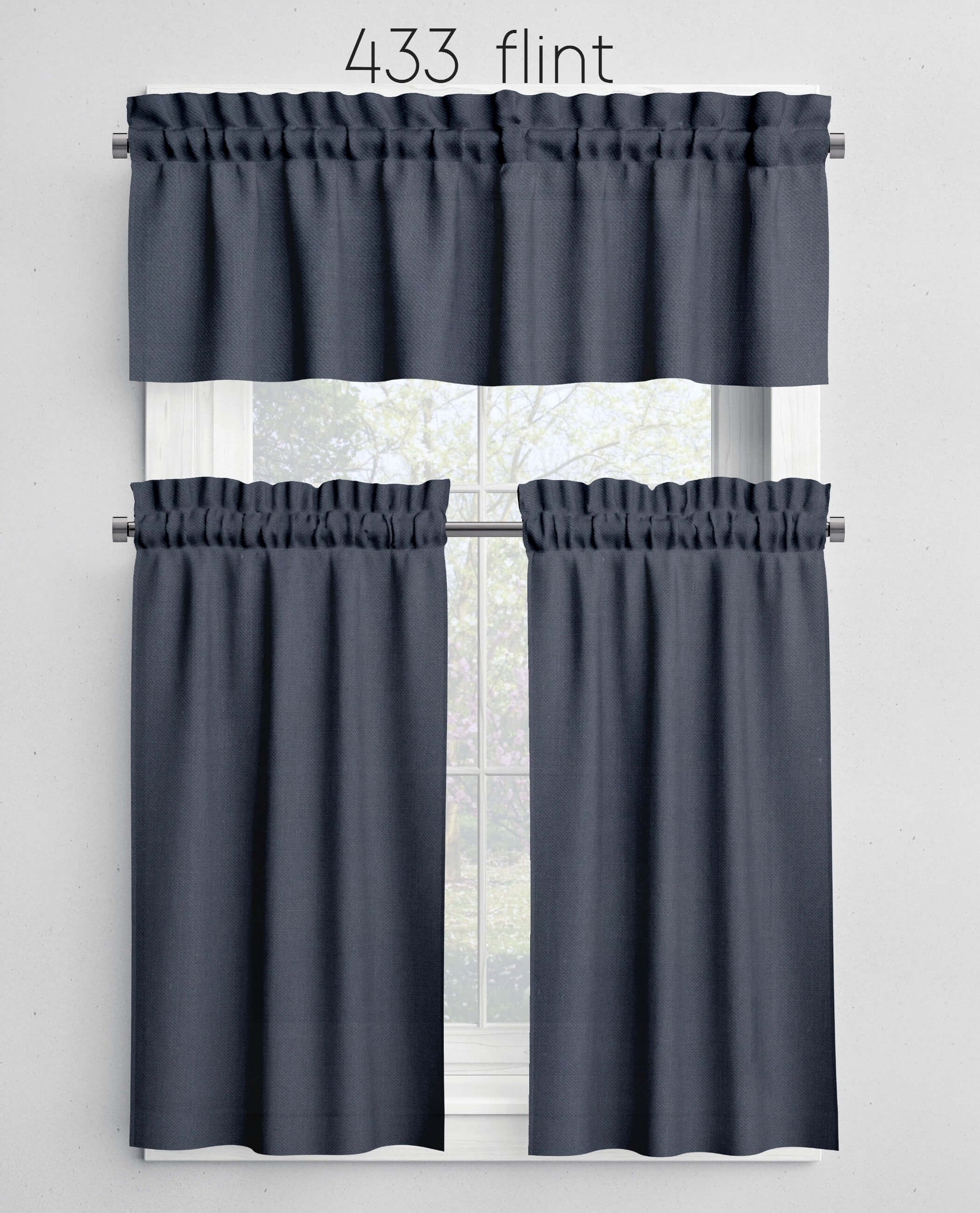 Flint Gray Valances Cafe Curtains Custom Made to Order color 433