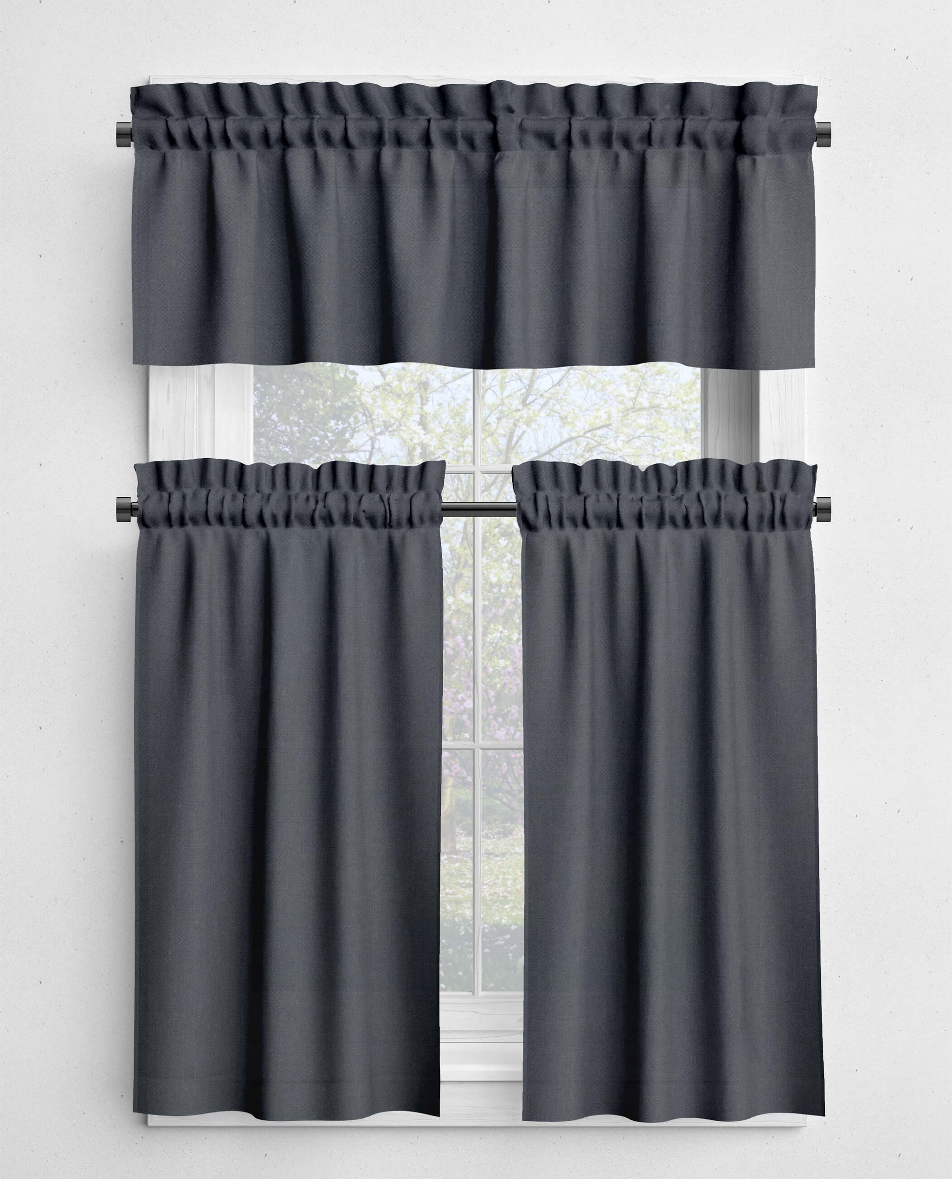 Flint Gray Valances and Cafe Curtains Premium USA Cotton - b433