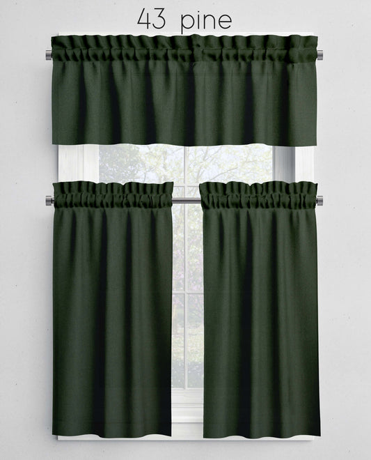 Pine Green Valances Cafe Curtains Custom Made to Order color 43