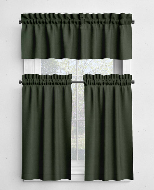 Dark Pine Green Valances and Cafe Curtains Premium USA Cotton - b43