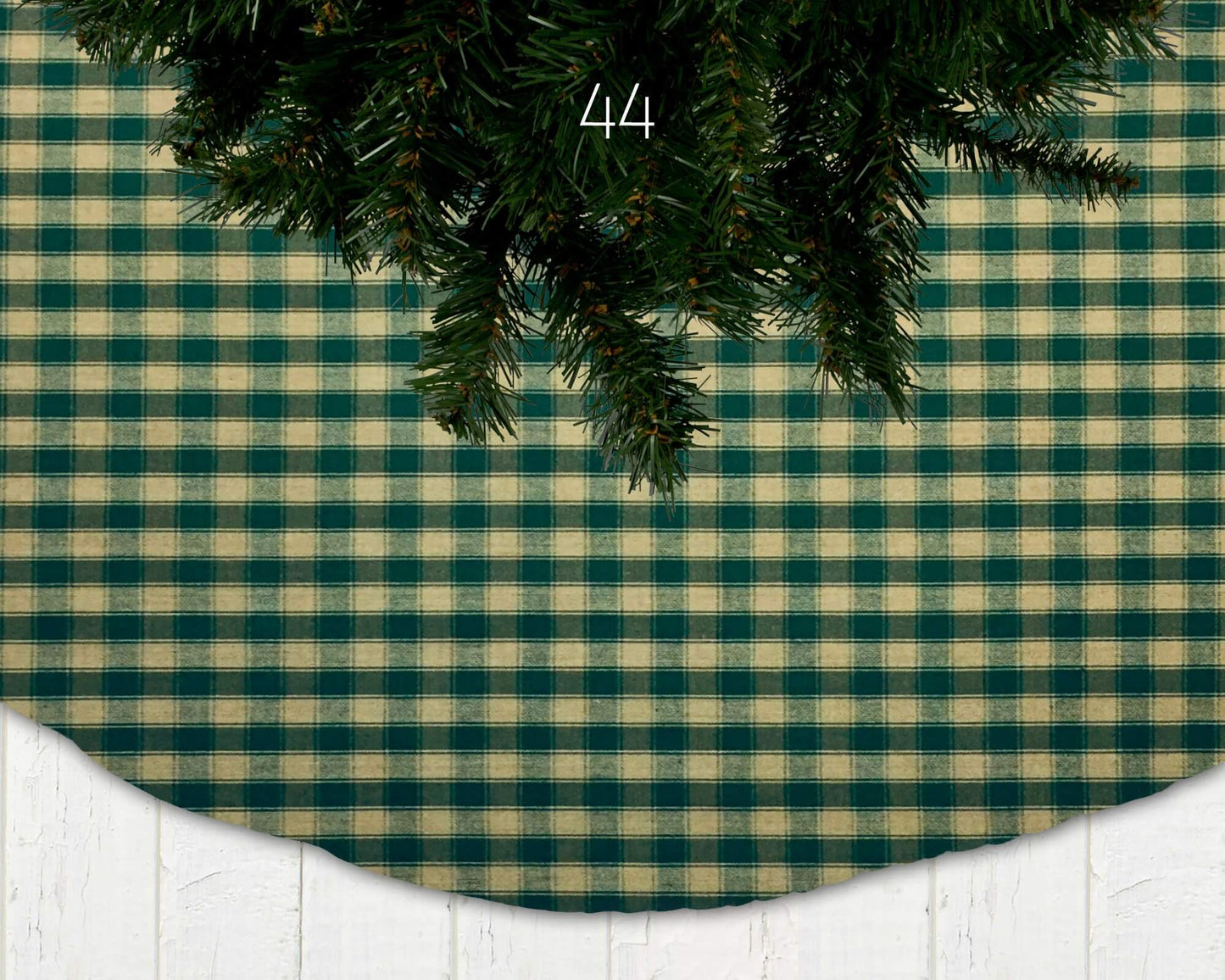 Green Homespun Plaid and Check Christmas Tree Skirts