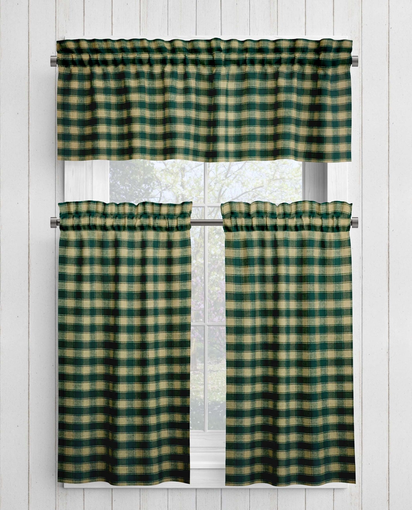 Green House Check Homespun Plaid Valances Cafe Curtains pattern 44