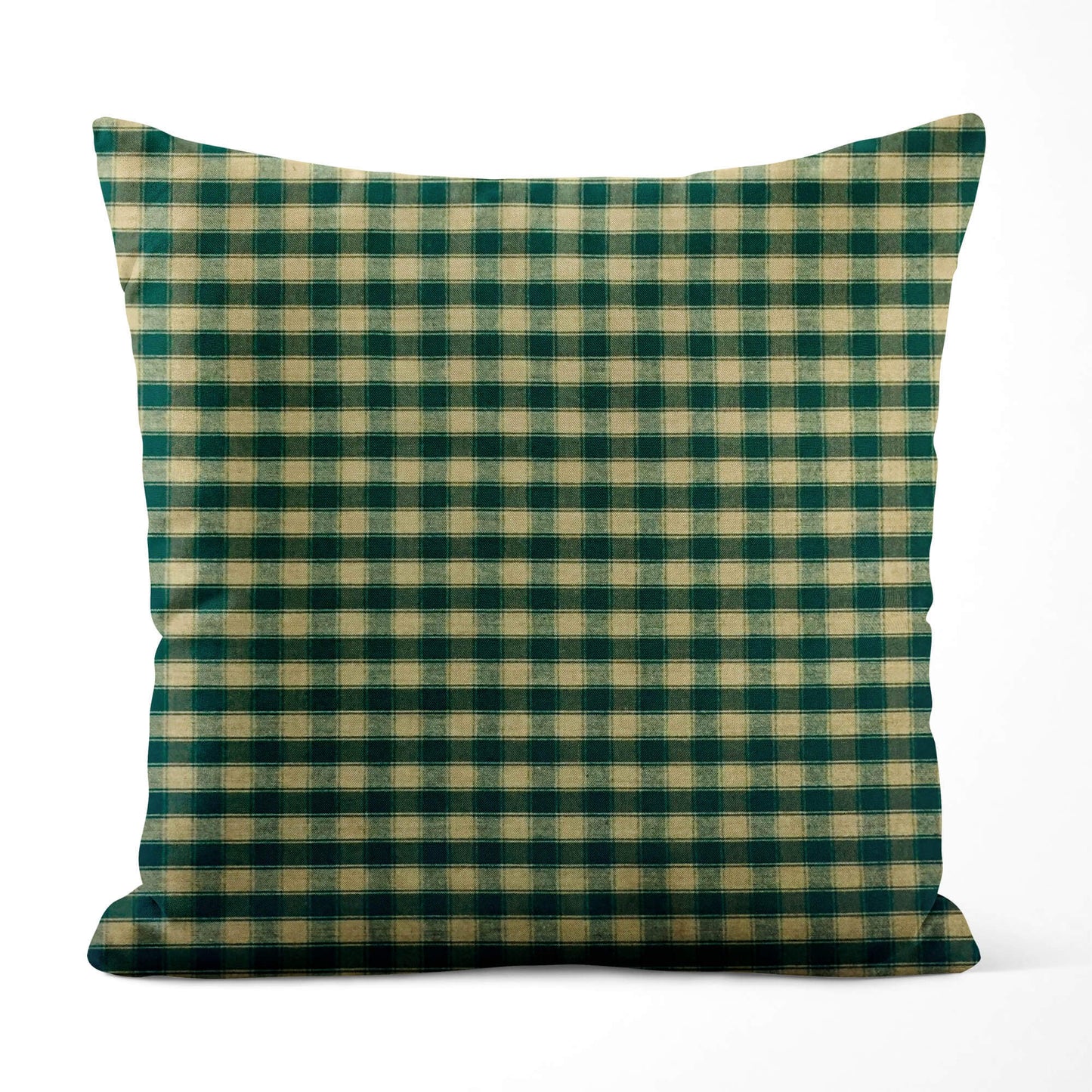 Green and Tan House Check Plaid Homespun Throw Pillow Covers