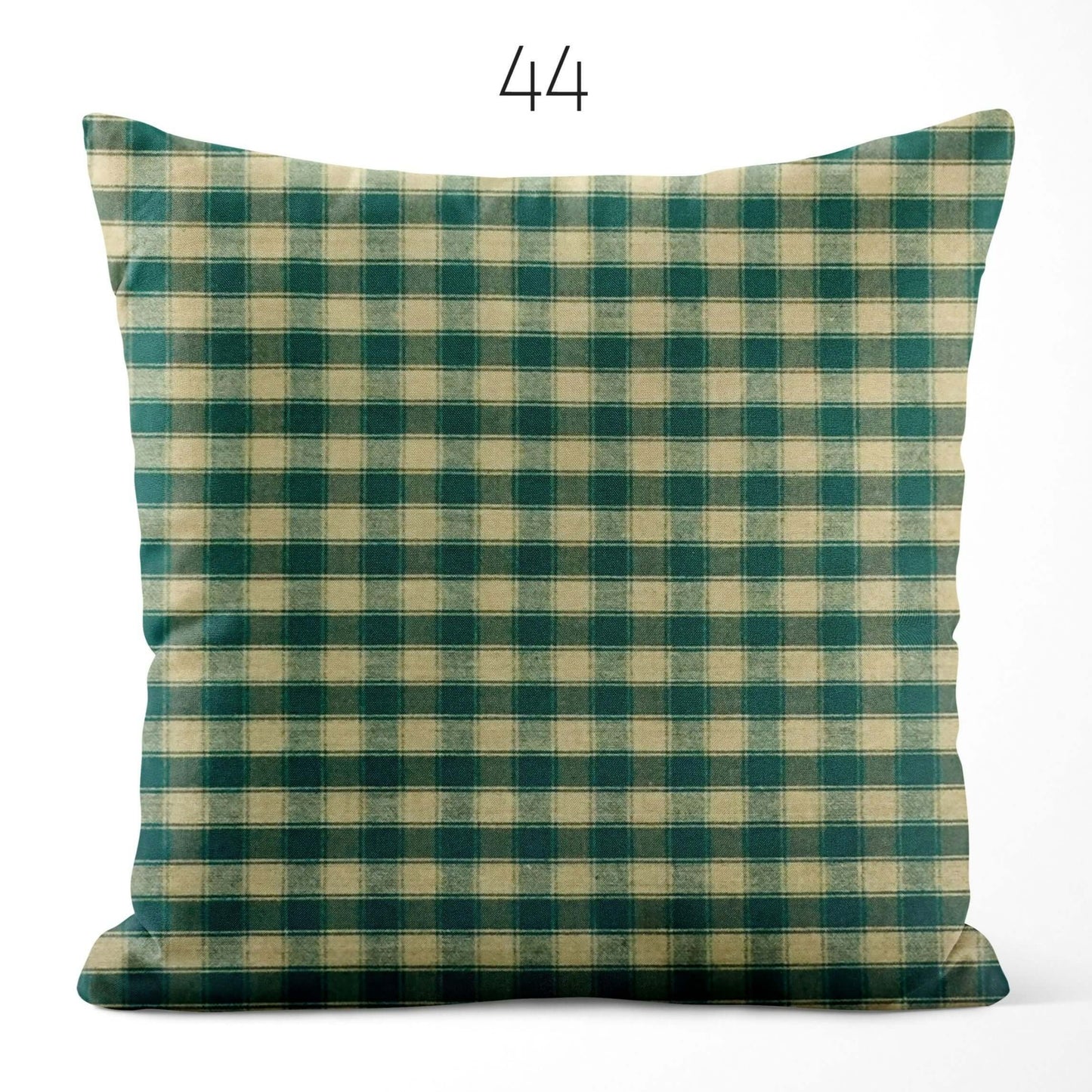 Green House Check Plaid Homespun Cotton Pillow Covers Custom Made pattern 44