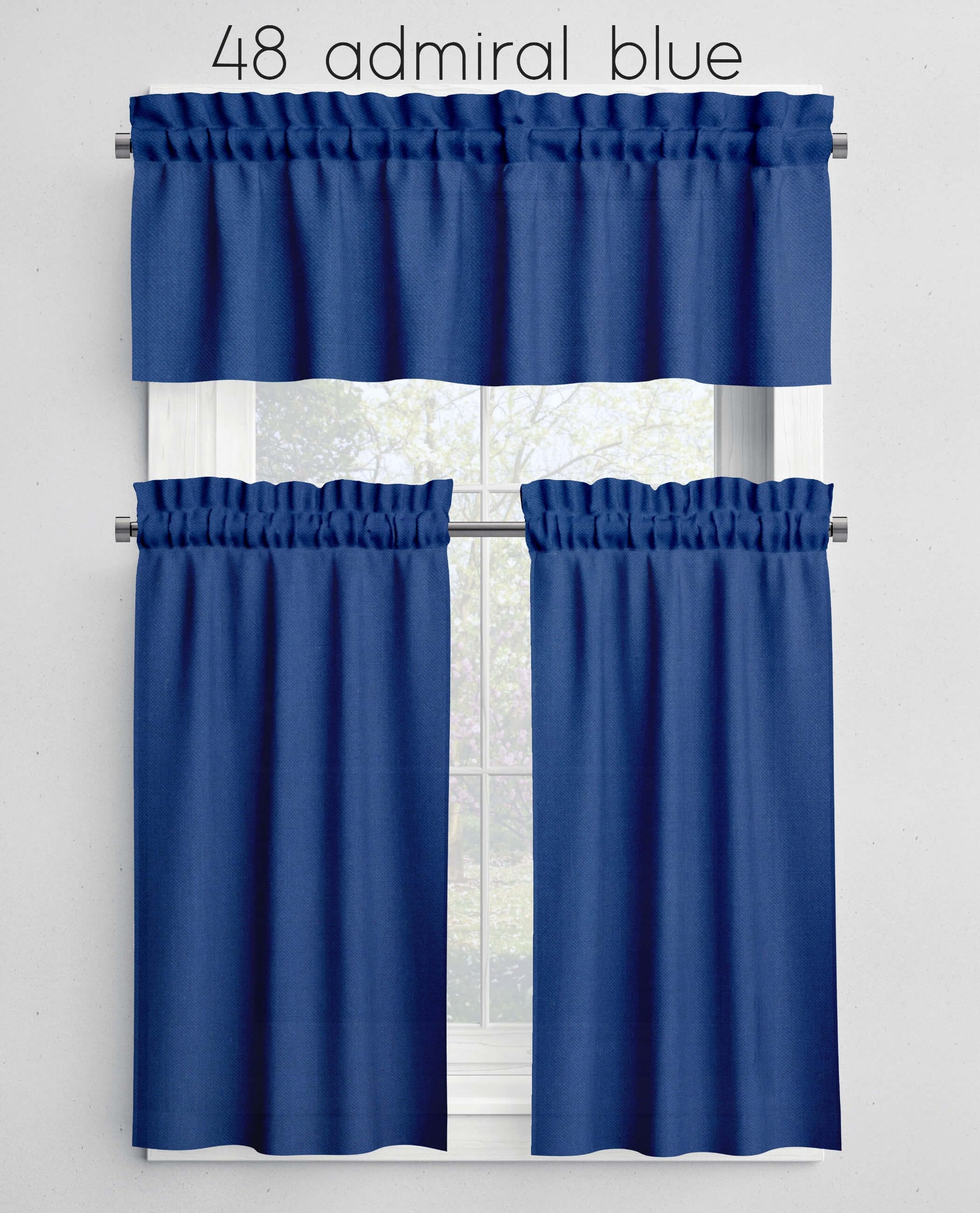 Admiral Blue Valances Cafe Curtains Custom Made to Order color 48