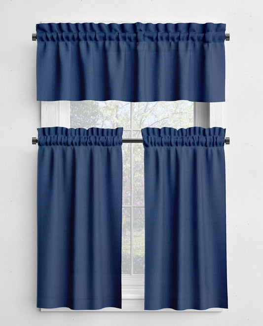 Admiral Blue Valances and Cafe Curtains Premium USA Cotton - b48