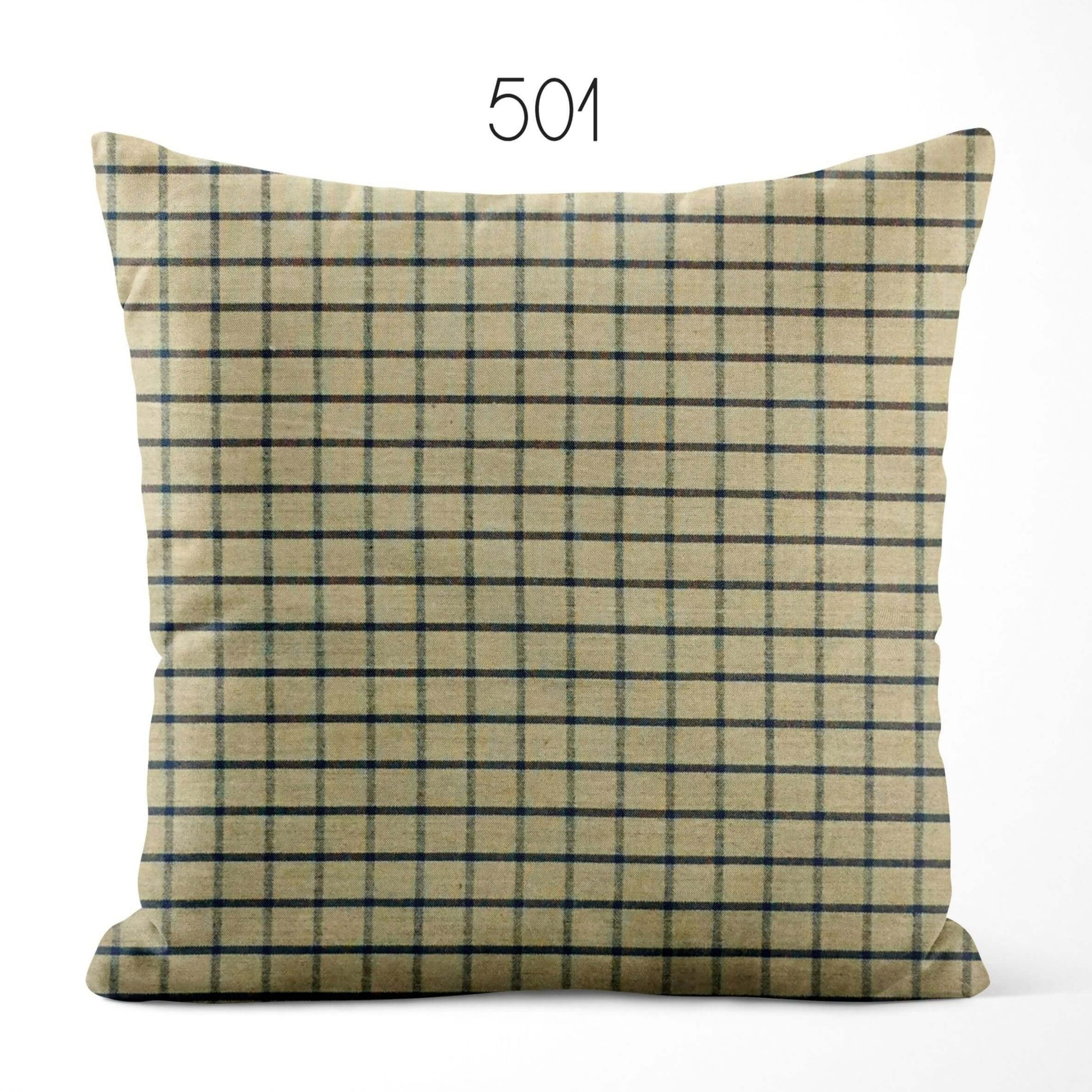 Tan and Black Windowpane Homespun Cotton Pillow Covers Custom Made pattern 501