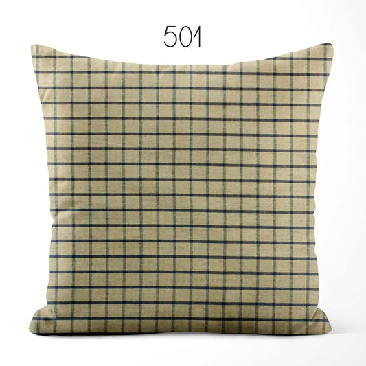 Tan and Black Windowpane Homespun Cotton Pillow Covers Custom Made pattern 501