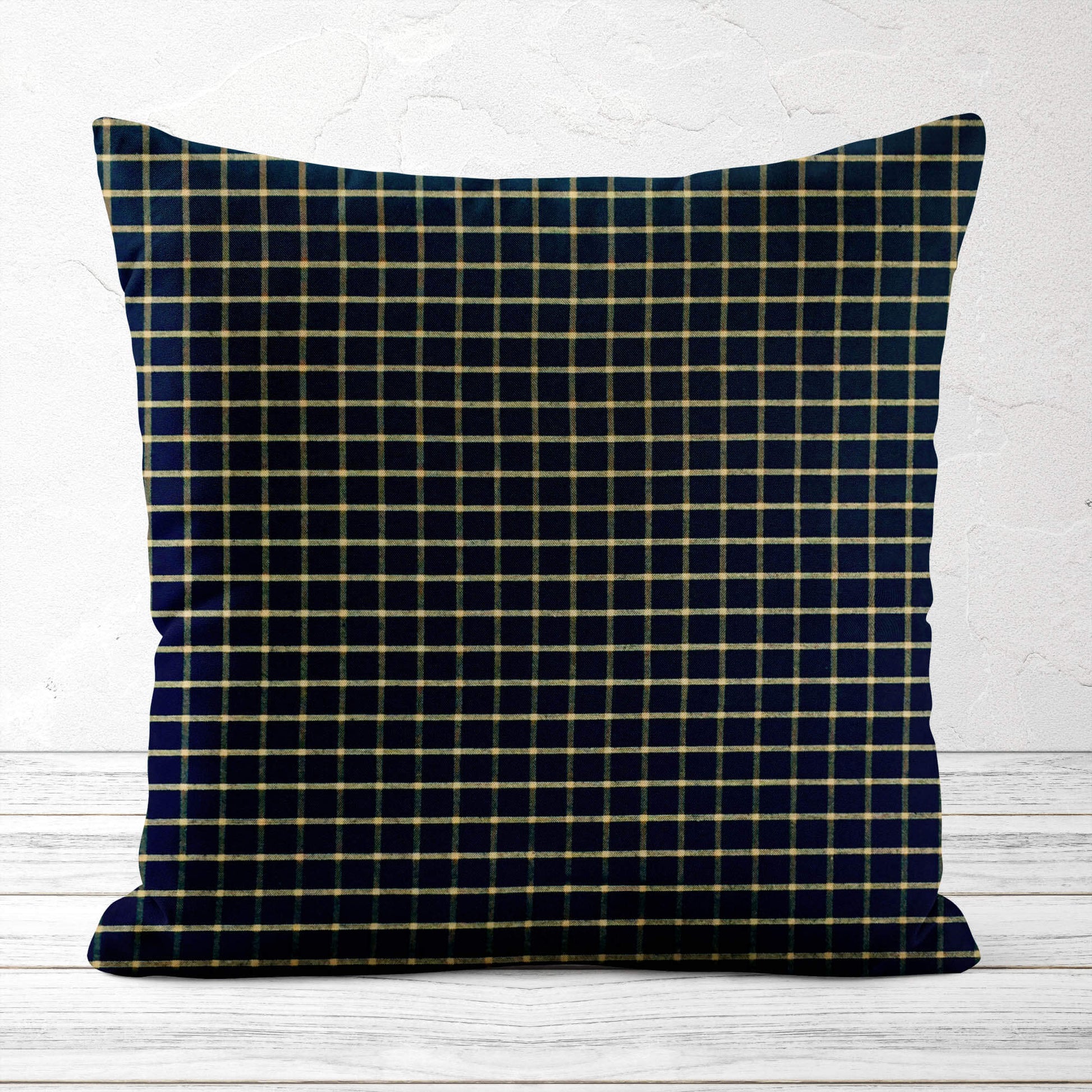 Black and Tan Windowpane Plaid Homespun Throw Pillow Covers